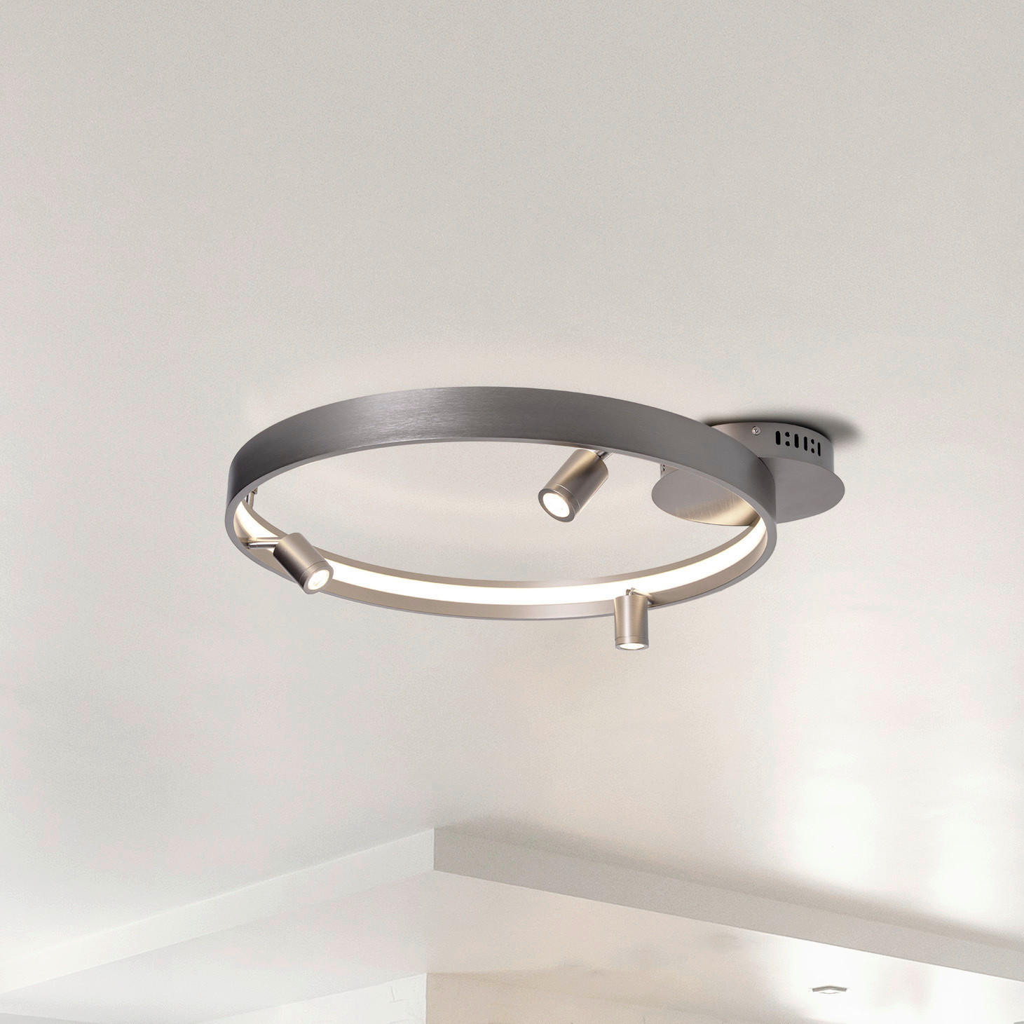 LED-DECKENLEUCHTE 65/58/9 cm   - Titanfarben, KONVENTIONELL, Kunststoff/Metall (65/58/9cm) - Näve