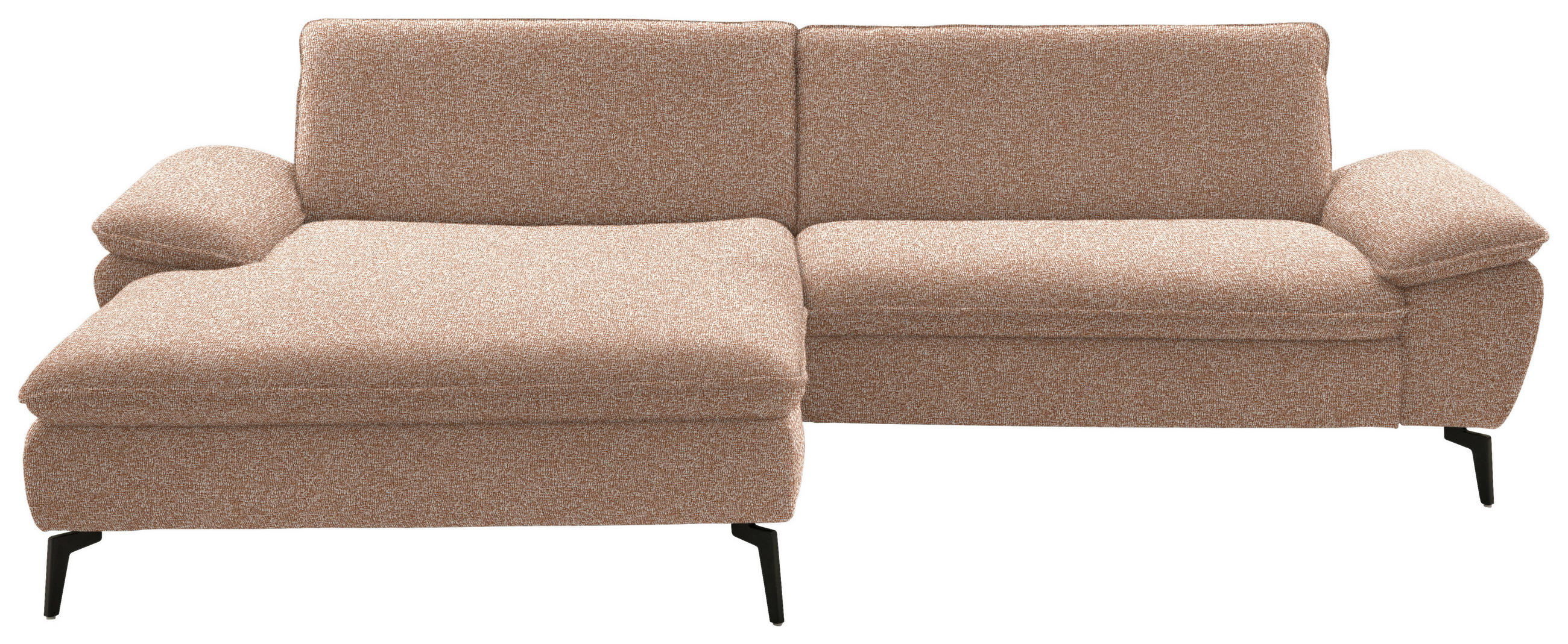 ECKSOFA in Webstoff Rotbraun  - Rotbraun/Schwarz, Design, Textil/Metall (197/295cm) - Valdera