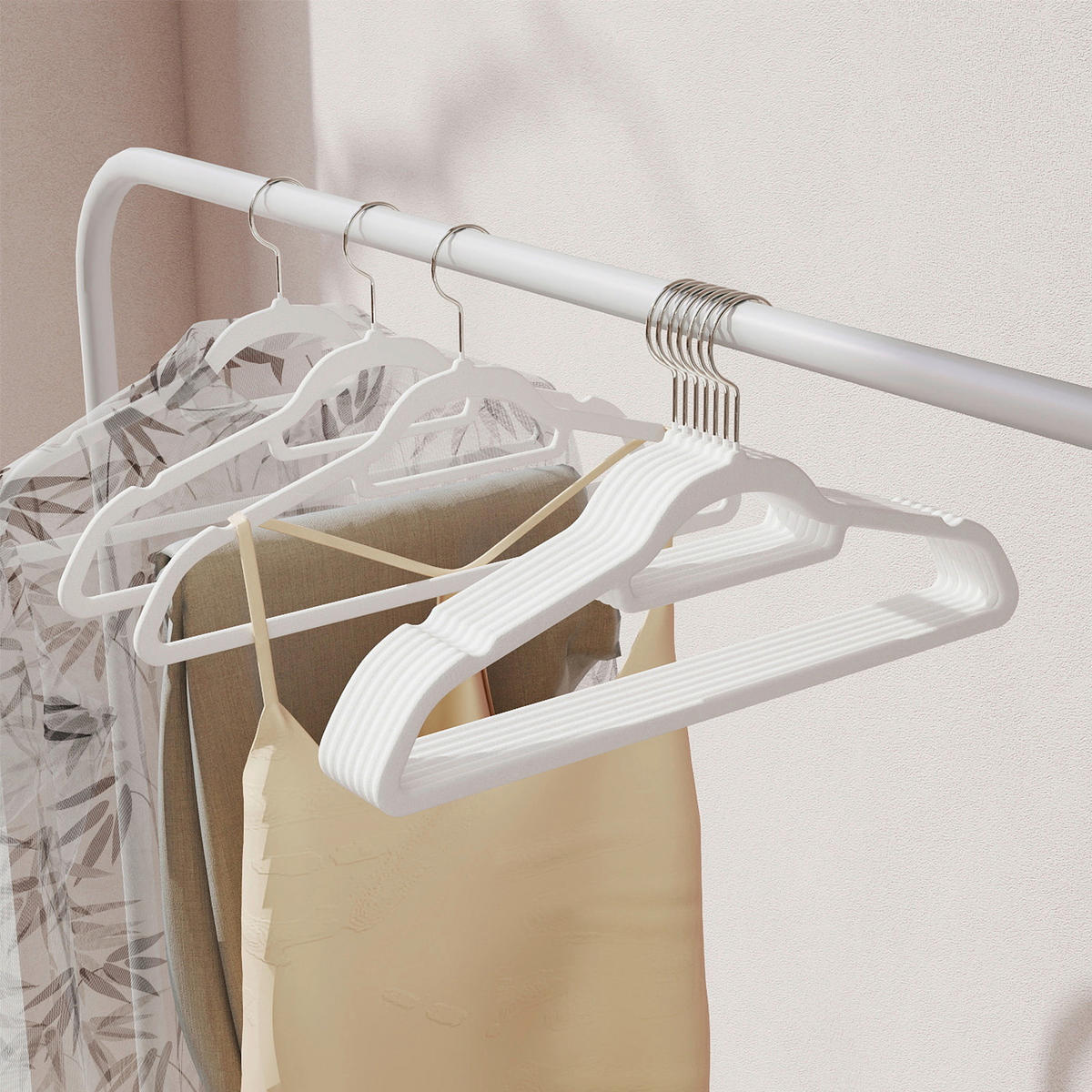 KLEIDERBÜGELSET 42,7 cm Kunststoff, Textil  - Weiß, Basics, Kunststoff/Textil (42,7cm)