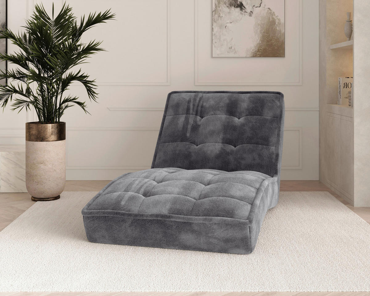 RELAXLIEGE Chenille Grau  - Schwarz/Grau, MODERN, Kunststoff/Textil (73/79/170cm) - Milino