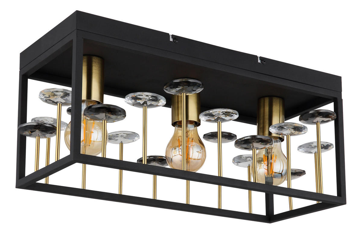 DECKENLEUCHTE    45/18/20 cm  - Klar/Goldfarben, Basics, Glas/Metall (45/18/20cm) - Globo