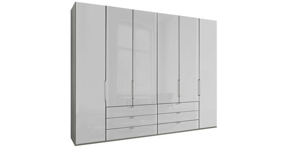 FALTTÜRENSCHRANK 300/216/58 cm 4-türig Grau, Weiß  - Chromfarben/Weiß, KONVENTIONELL, Glas/Holzwerkstoff (300/216/58cm) - Dieter Knoll