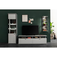 WOHNWAND  in Schwarz, Weiß  265/199/51 cm  - Schwarz/Weiß, Design, Glas/Holzwerkstoff (265/199/51cm) - Stylife