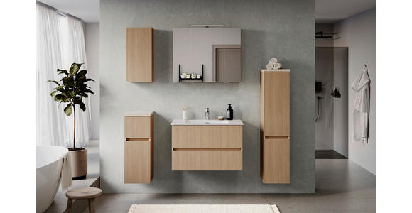 WASCHTISCHKOMBI 80 cm  - Eichefarben/Weiß, KONVENTIONELL, Keramik/Holzwerkstoff (80cm) - Xora