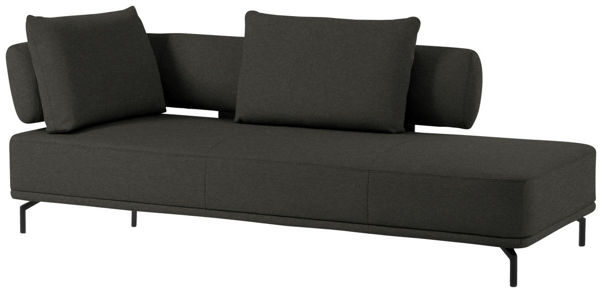 RÉCAMIERE in Flachgewebe Dunkelbraun  - Dunkelbraun/Schwarz, Design, Textil/Metall (227/89/101cm) - Dieter Knoll