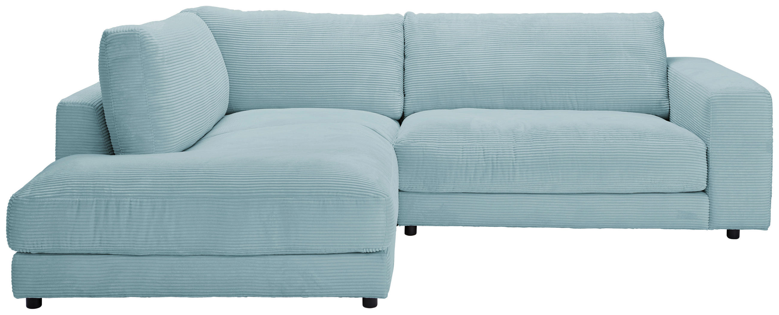 ECKSOFA in Cord Hellblau  - Schwarz/Hellblau, Design, Kunststoff/Textil (224/265cm) - Hom`in