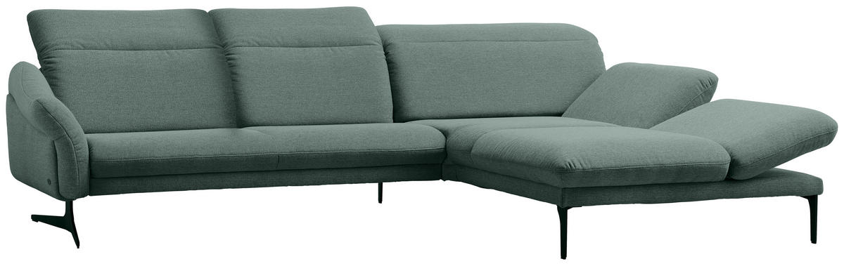 ECKSOFA in Webstoff Türkis  - Türkis/Anthrazit, Design, Textil/Metall (299/203cm) - Himolla