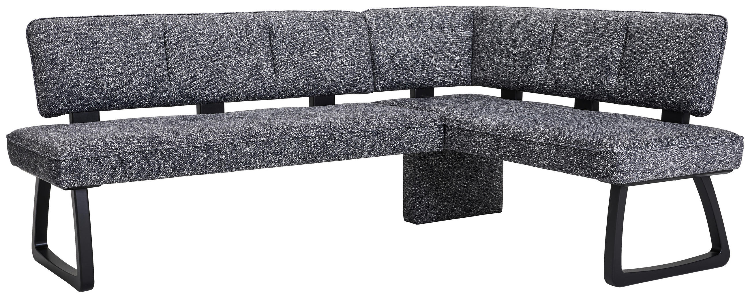 ECKBANK 208/155 cm Flachgewebe Dunkelgrau Eiche massiv   - Dunkelgrau/Schwarz, KONVENTIONELL, Holz/Textil (208/155cm) - Venda