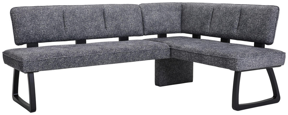 ECKBANK 208/155 cm Flachgewebe Dunkelgrau Eiche massiv   - Dunkelgrau/Schwarz, KONVENTIONELL, Holz/Textil (208/155cm) - Venda