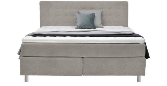 BOXSPRINGBETT 160/200 cm  in Greige  - Chromfarben/Greige, KONVENTIONELL, Kunststoff/Textil (160/200cm) - Voleo