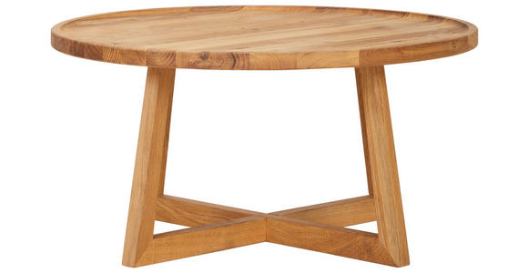 COUCHTISCH Eiche massiv 80/80/40 cm rund Eichefarben  - Eichefarben, Trend, Holz (80/80/40cm) - Linea Natura