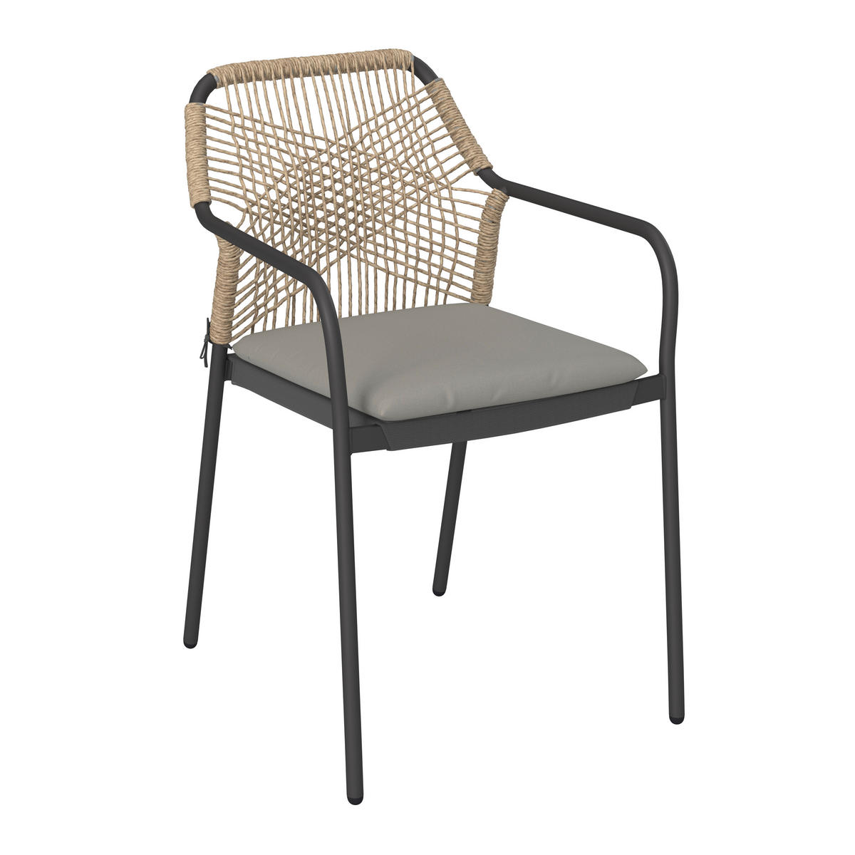 SCAUN DE STIVUIT in metal, plastic, textil culoare natur, gri deschis, gri închis  - gri deschis/gri închis, Romantik / Landhaus, plastic/metal (64/84/54.5cm) - Xora