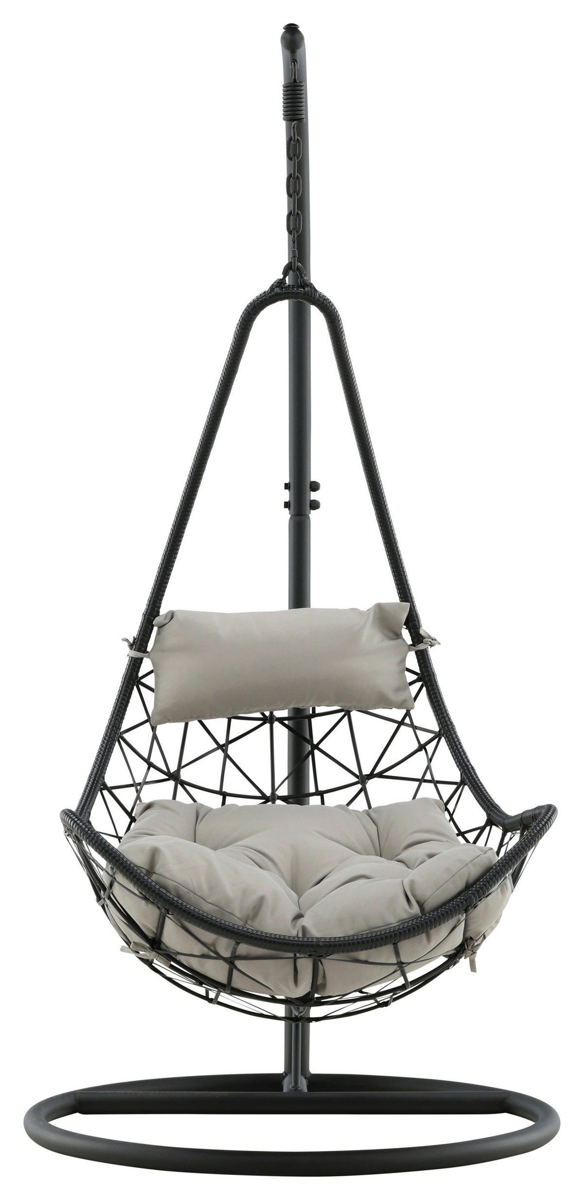 HÄNGESESSEL 95/196/95 cm  - Schwarz/Grau, KONVENTIONELL, Kunststoff/Textil (95/196/95cm) - Gardenson