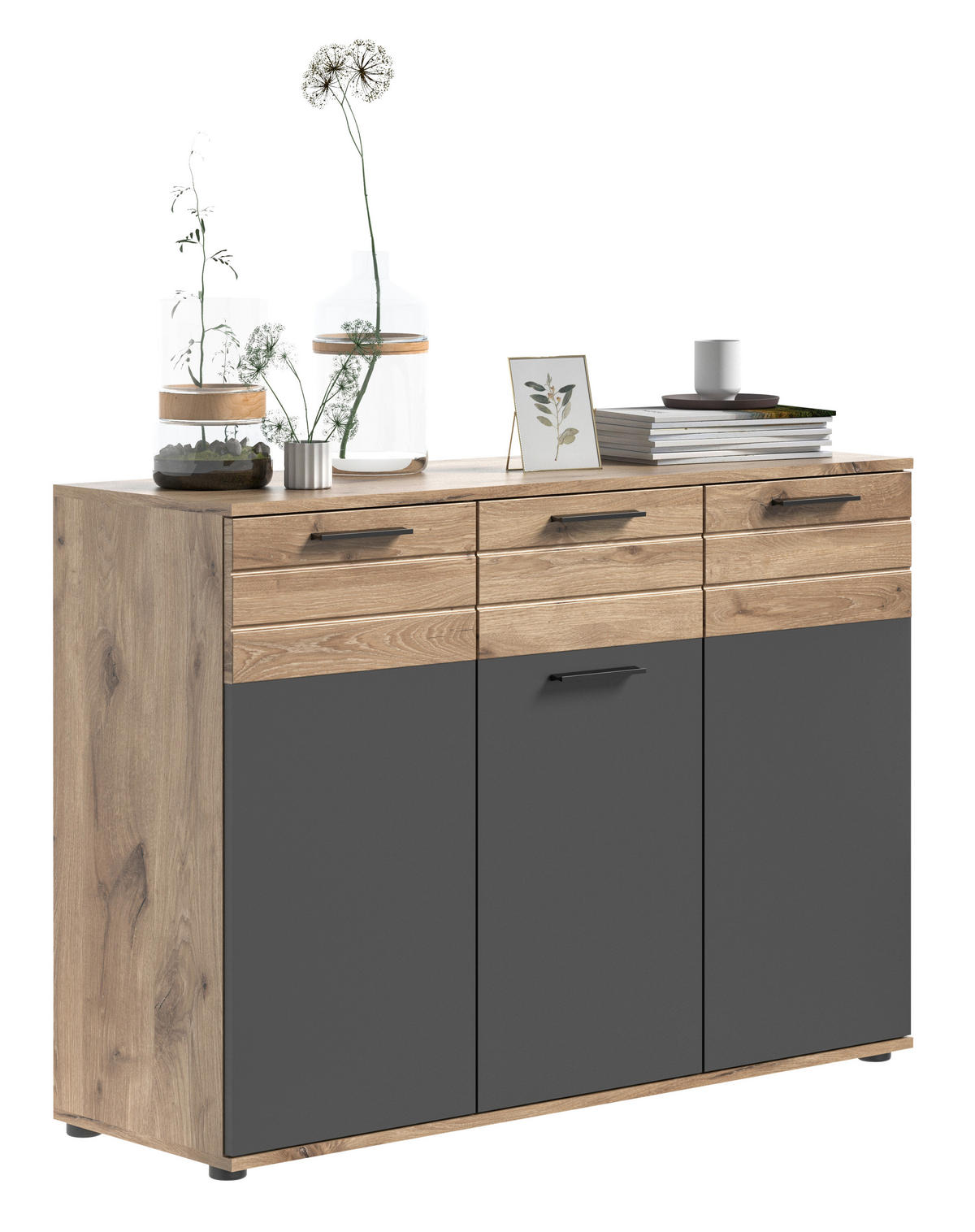 KOMMODE  in 120/87/40 cm  - Eichefarben/Grau, Holzwerkstoff/Kunststoff (120/87/40cm) - MID.YOU