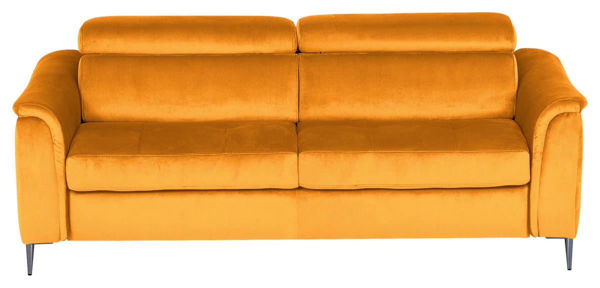 SCHLAFSOFA Samt Gelb  - Chromfarben/Gelb, Design, Textil/Metall (203/77-98/103cm) - MID.YOU
