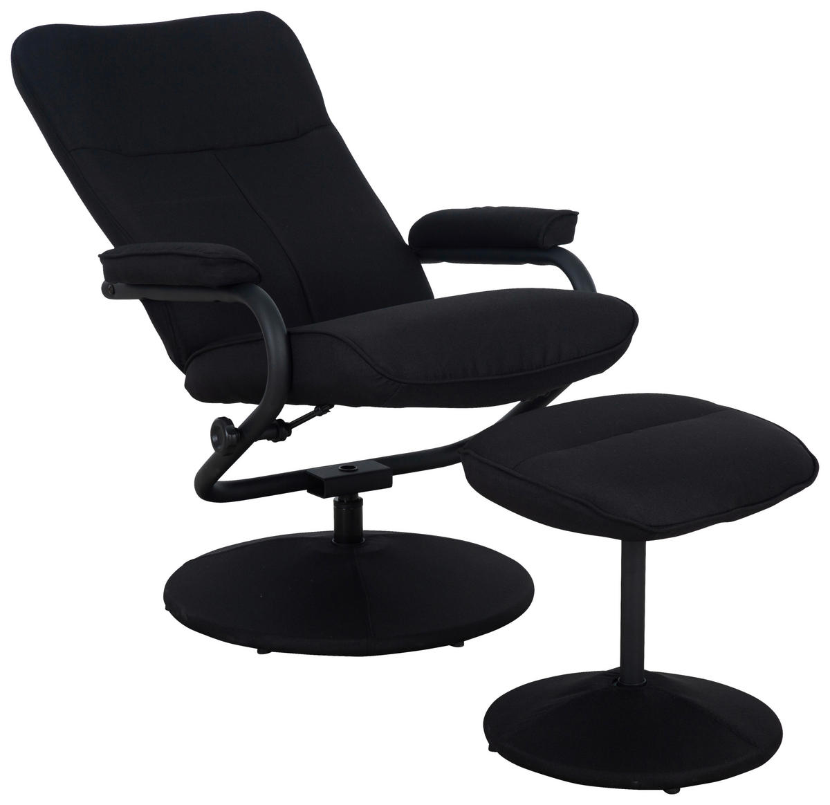 RELAXSESSELSET Leinenoptik Hocker    - Schwarz, MODERN, Textil/Metall (68/96.5/76cm) - P & B