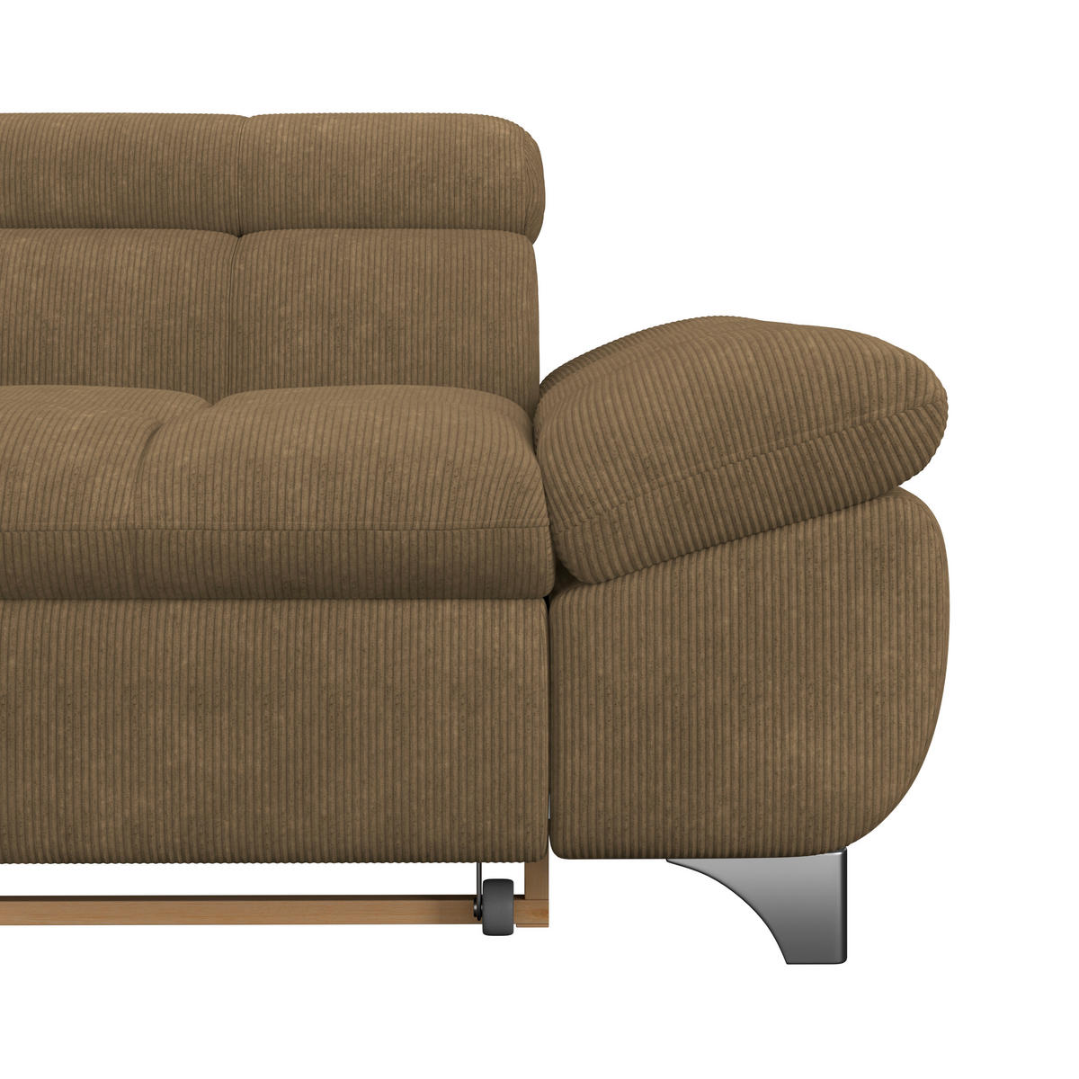 ECKSOFA Braun Chenille  - Chromfarben/Braun, KONVENTIONELL, Textil/Metall (234/312cm) - Livetastic