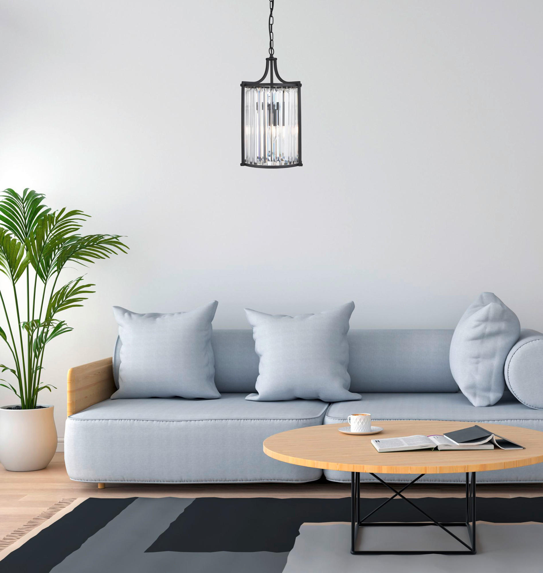 HÄNGLAMPA I KRISTALL Victoria 26/150 cm  - svart, Design, metall/glas (26/150cm)