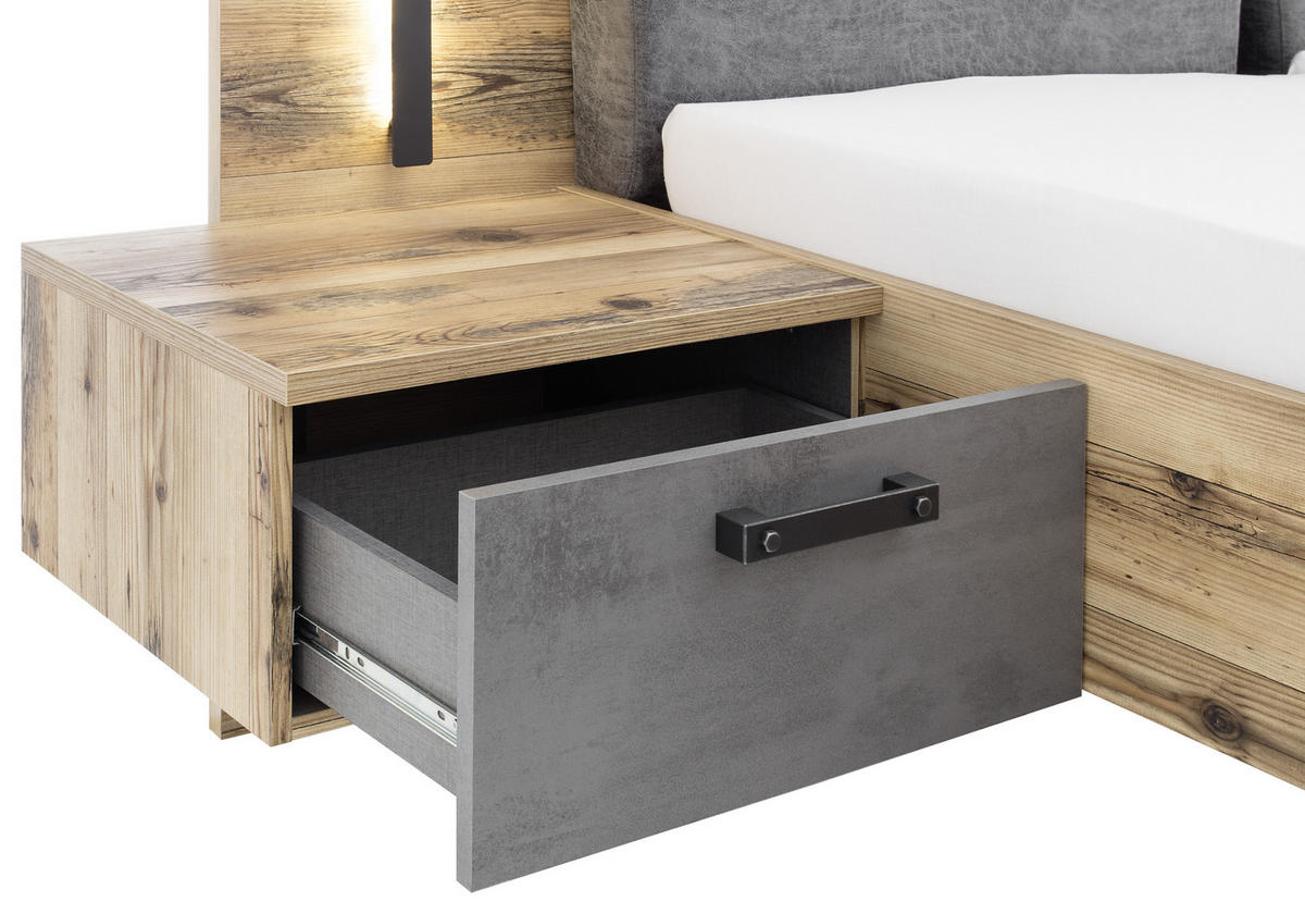 BETTANLAGE - Fichtefarben/Anthrazit, Design, Textil (180/200cm) - Livetastic