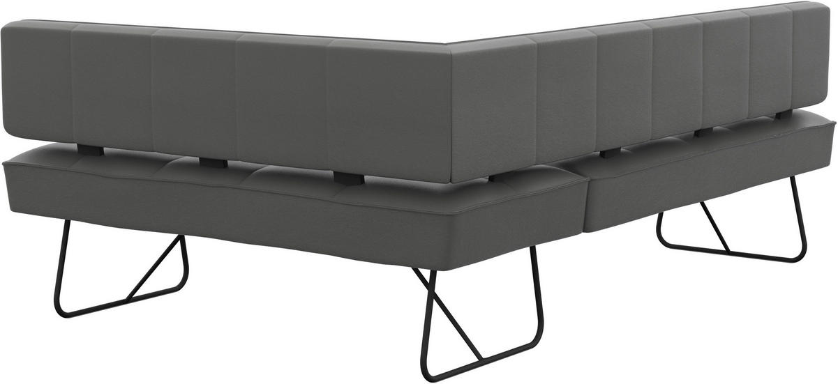 ECKBANK 165/227 cm Echtleder Grau   - Schwarz/Grau, Design, Leder/Metall (165/227cm) - Moderano