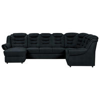 WOHNLANDSCHAFT Schwarz Chenille  - Schwarz, KONVENTIONELL, Kunststoff/Textil (165/333/216cm) - Livetastic