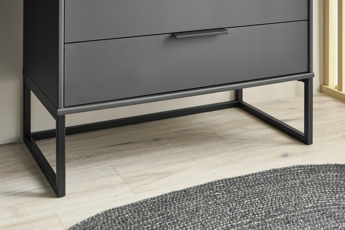 KOMMODE  in 80/105/43 cm  - Eiche Bianco/Schwarz, Design, Holzwerkstoff/Metall (80/105/43cm) - Musterring