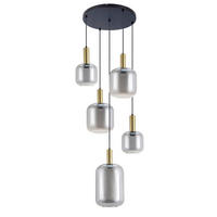 ZÁVĚSNÉ SVÍTIDLO,  58/150/53 cm - černá/barvy zlata, Design, kov/sklo (58/150/53cm) - Dieter Knoll