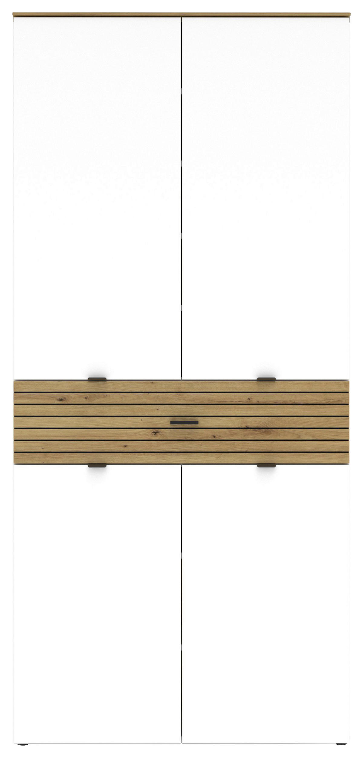 OMARA ZA ČEVLJE bela, hrast artisan - črna/bela, Moderno, kovina/leseni material (90/196/41cm) - Voleo