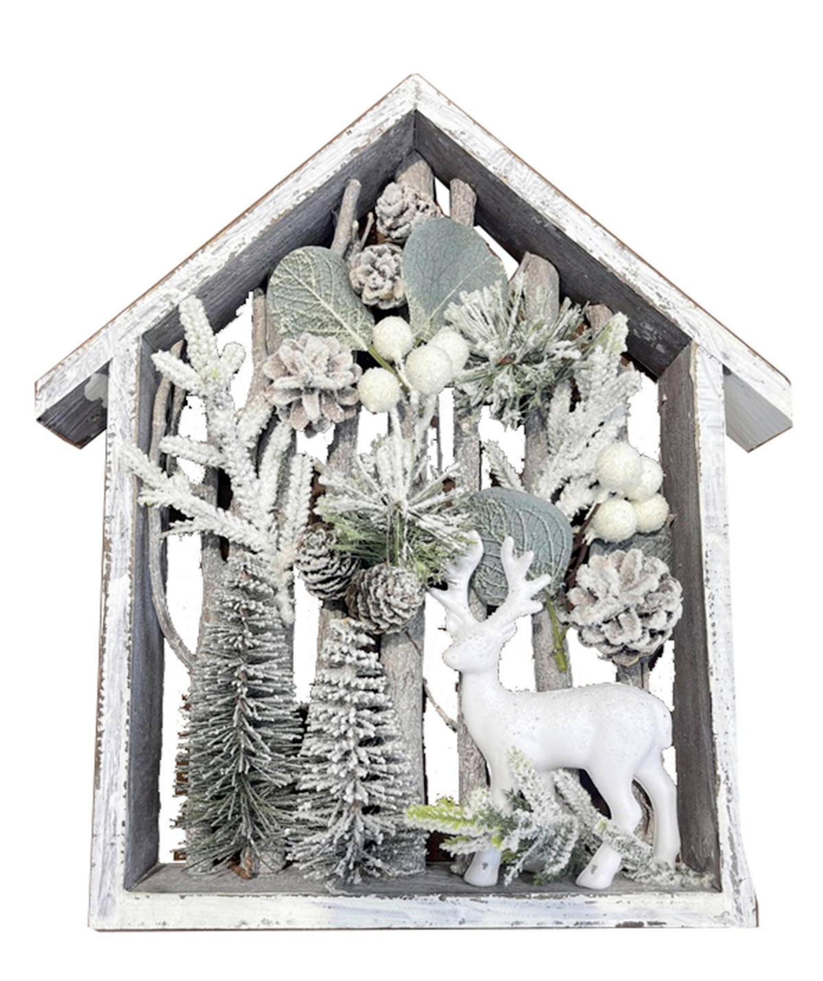 DEKOHÄUSCHEN  - Naturfarben/Weiß, LIFESTYLE, Naturmaterialien/Holz (36/33/4,5cm) - X-Mas