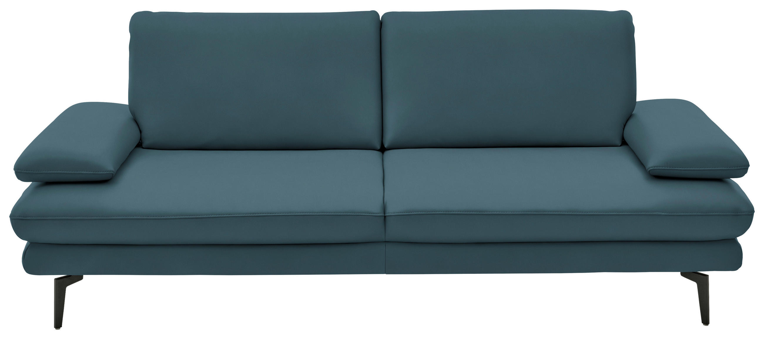 3-SITZER-SOFA in Leder Blau  - Blau/Schwarz, Design, Leder/Metall (222/86/104cm) - Dieter Knoll