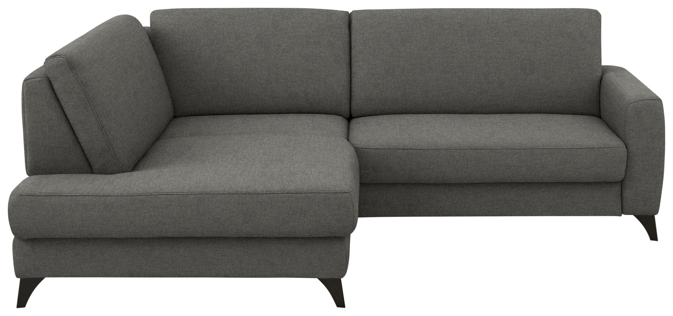 ECKSOFA 182/239 cm  in Chenille Grau Rücken echt  182/239 cm  - Schwarz/Grau, Design, Textil/Metall (182/239cm) - Beldomo Comfort