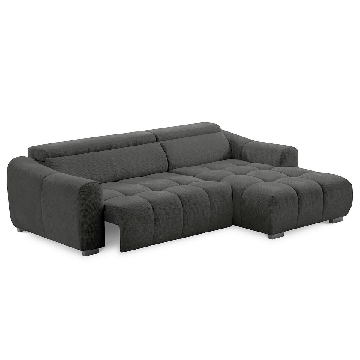 ECKSOFA  Webstoff Schwarz  - Schwarz, Design, Kunststoff/Textil (274/177cm) - Livetastic
