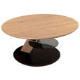 COUCHTISCH furniert, teilmassiv ESG 80/80/47-64 cm rund Grau, Wildeiche  - Wildeiche/Grau, Natur, Glas/Holzwerkstoff (80/80/47-64cm) - Novel