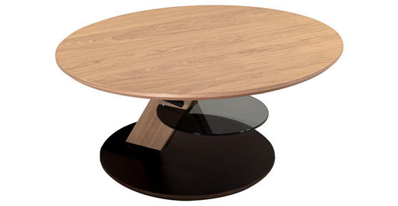 COUCHTISCH furniert, teilmassiv ESG 80/80/47-64 cm rund Grau, Wildeiche  - Wildeiche/Grau, Natur, Glas/Holzwerkstoff (80/80/47-64cm) - Novel