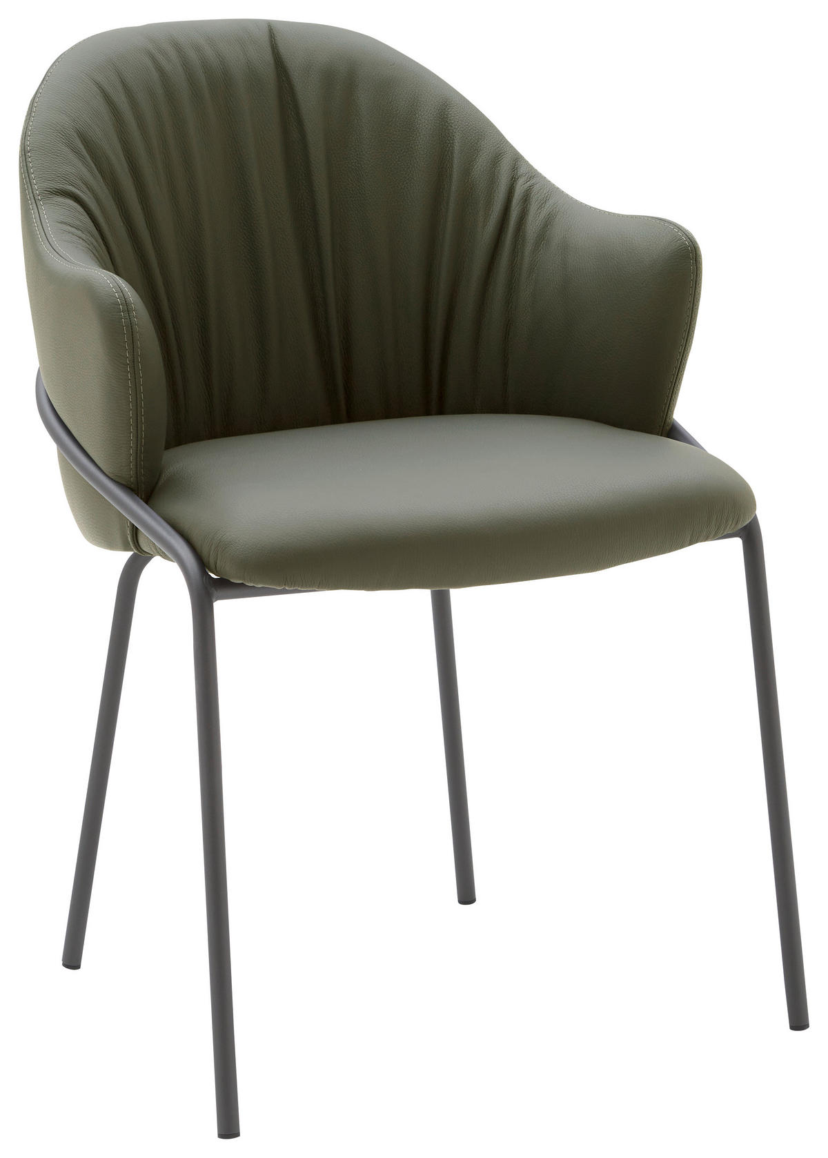 ARMLEHNSTUHL  Lederauswahl, Stoffauswahl, Gestellauswahl  Echtleder  - Anthrazit/Grün, Design, Leder (55/84/55cm) - Belluti