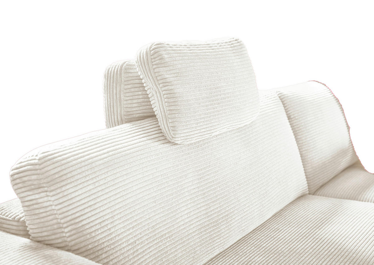 ECKSOFA inkl. Relaxfunktion Creme Cord  - Creme/Schwarz, Design, Kunststoff/Textil (296/168cm) - Pure Home Lifestyle