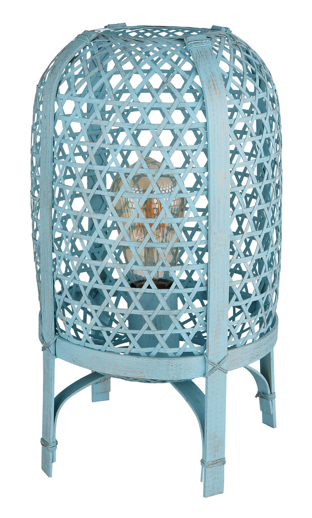 TISCHLEUCHTE - Blau, Natur, Naturmaterialien/Metall (22/37cm) - Globo