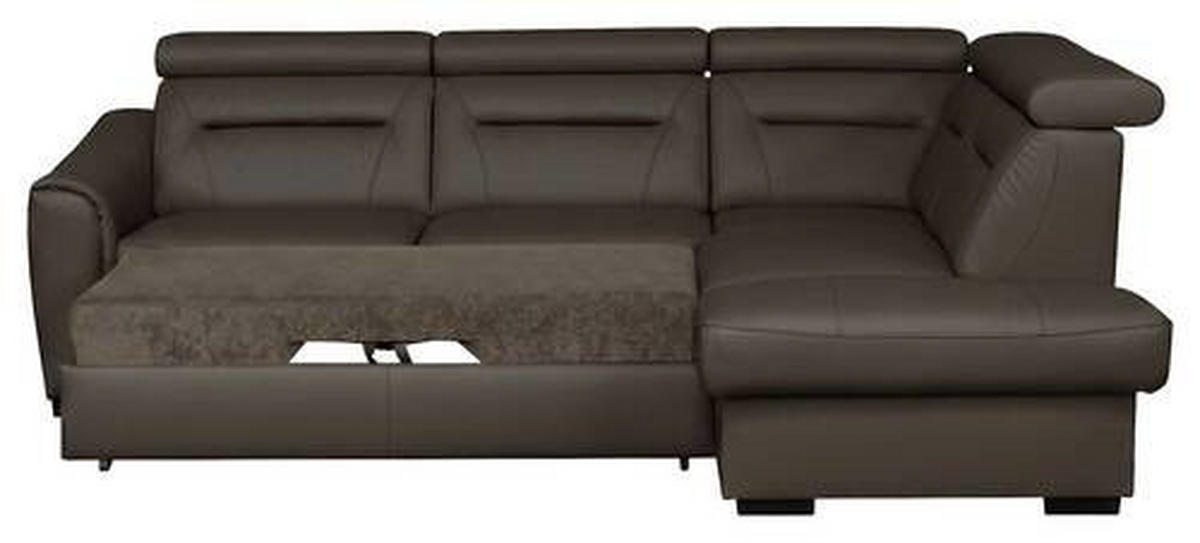 ECKSOFA  in Lederlook Echtleder Dunkelbraun  - Wengefarben/Dunkelbraun, Design, Leder/Holz (212/260cm) - Celina Home
