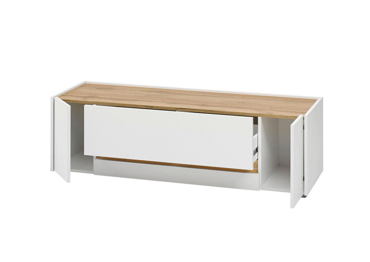 LOWBOARD  140/42/45 cm 2 Schublade(n) Beimöbel erhältlich, stehend  - Eiche Wotan/Schwarz, Design, Holzwerkstoff/Kunststoff (140/42/45cm) - Modante