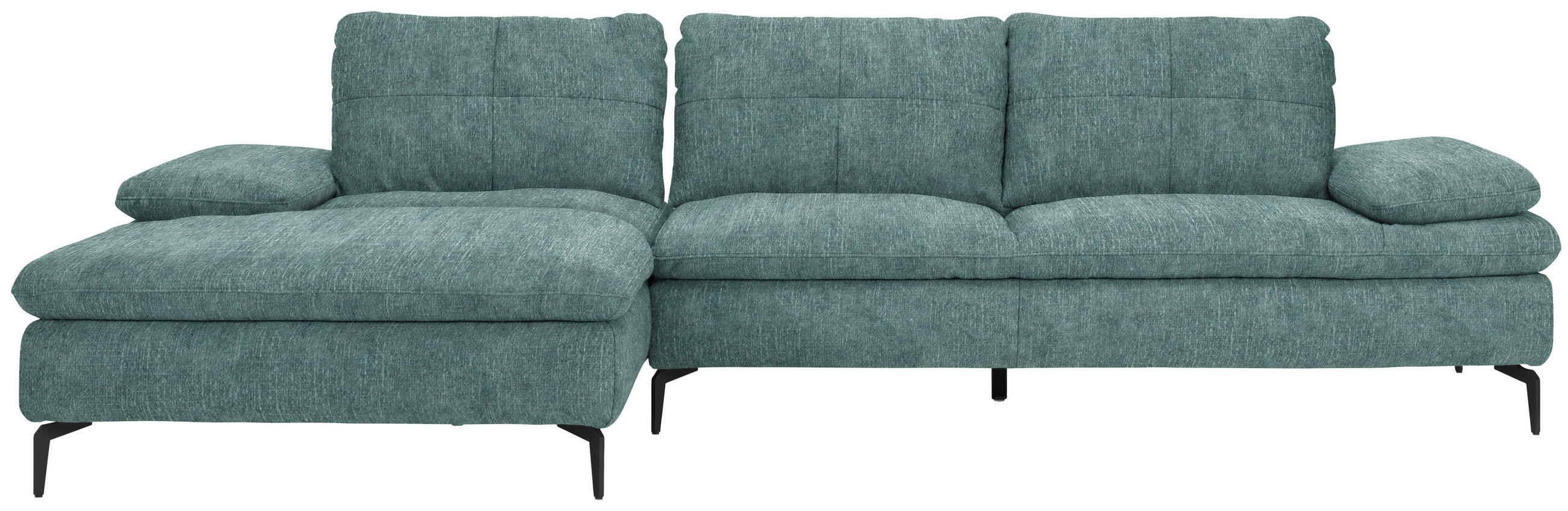 ECKSOFA in Velours Opal  - Opal/Schwarz, Design, Textil/Metall (179/301cm) - Chilliano