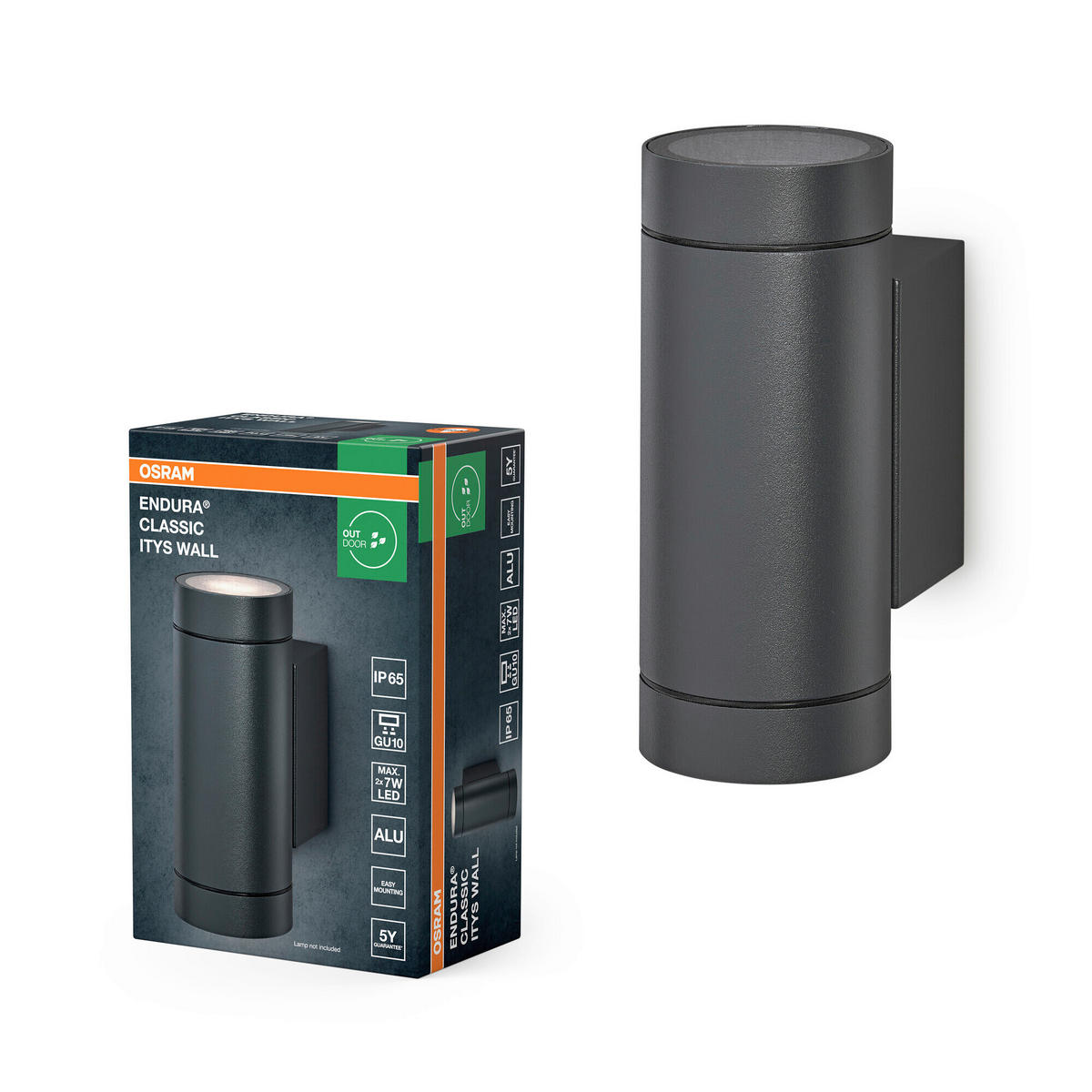 AUßENLEUCHTE 6,5/10/15,8 cm   - Dunkelgrau, Basics, Glas/Metall (6,5/10/15,8cm) - Osram