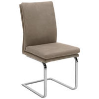 SCHWINGSTUHL  in Stahl Mikrofaser  - Taupe/Chromfarben, Design, Textil/Metall (47/100/64cm) - Novel