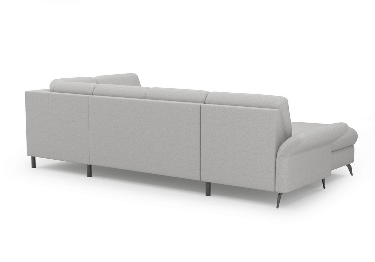 WOHNLANDSCHAFT in Flachgewebe Hellgrau  - Hellgrau/Schwarz, Konventionell, Textil/Metall (164/314/195cm) - Sit & More
