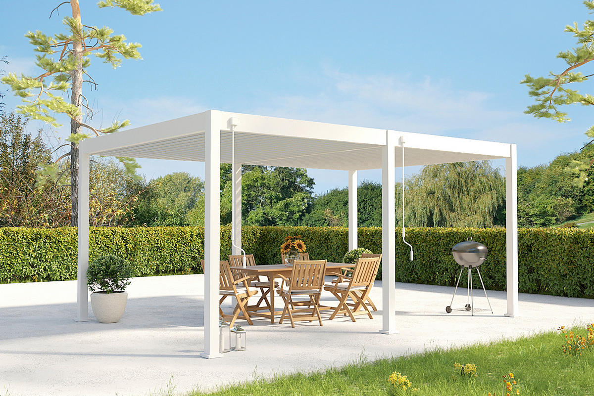 PERGOLA 360/255/530 cm   - Weiß Hochglanz, Basics, Metall (360/255/530cm) - Gardenson