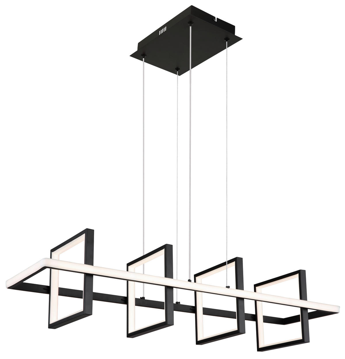 LED-HÄNGELEUCHTE  90/28 cm   - Opal/Schwarz, Design, Kunststoff/Metall (90/28cm) - Globo