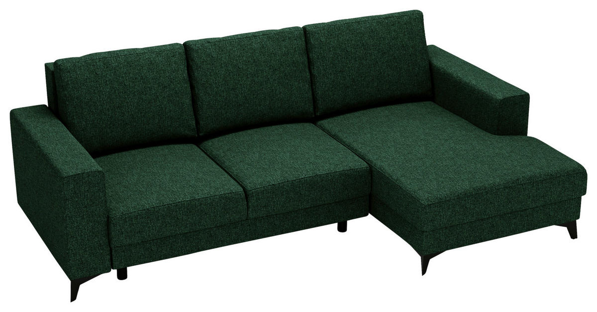 ECKSOFA in Flachgewebe Grün  - Schwarz/Grün, Design, Textil/Metall (244/156cm) - Livetastic