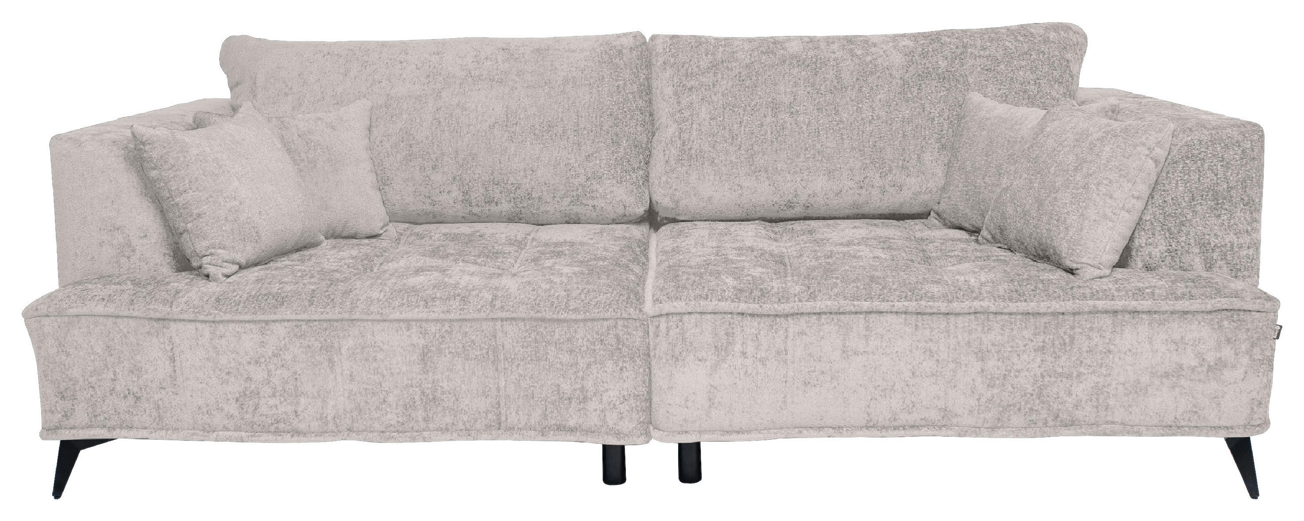 BIGSOFA Chenille Hellgrau  - Hellgrau/Schwarz, Design, Textil/Metall (250/90/120cm) - home24