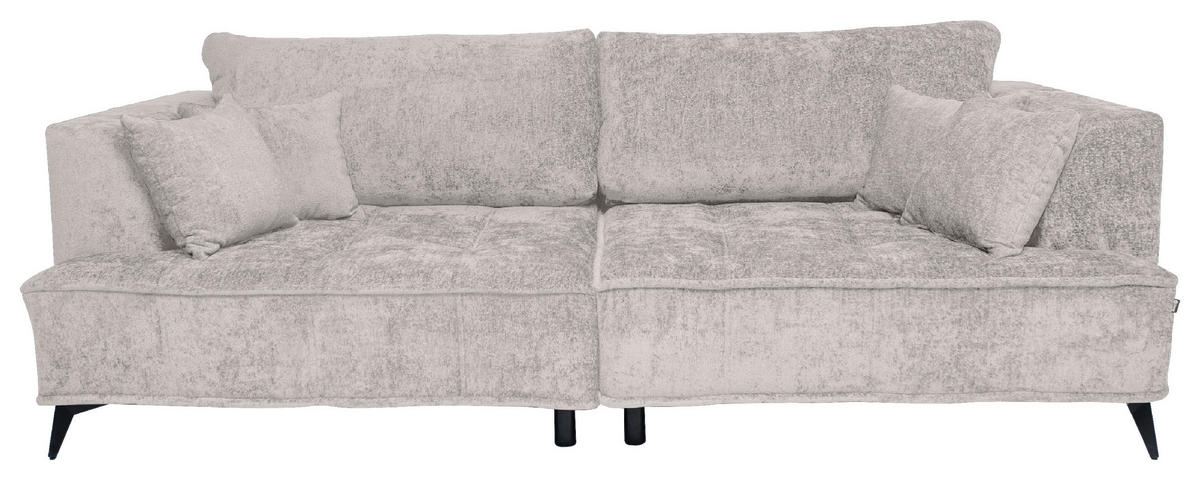 BIGSOFA Chenille Hellgrau  - Hellgrau/Schwarz, Design, Textil/Metall (250/90/120cm) - home24