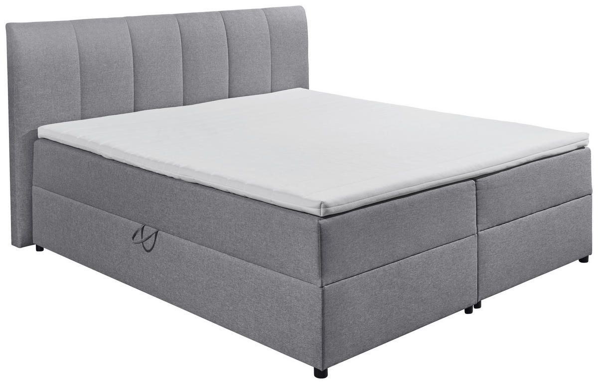 BOXSPRINGBETT 180/200 cm  in Grau  - Schwarz/Grau, Basics, Kunststoff/Textil (180/200cm) - MID.YOU