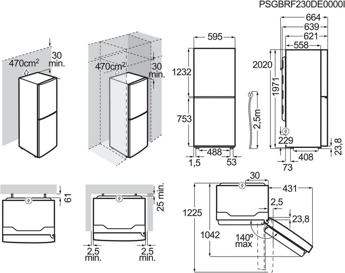KÜHL-GEFRIER-KOMBINATION ORC8M362BL  - Schwarz, Metall (59,5/202/66,4cm) - AEG